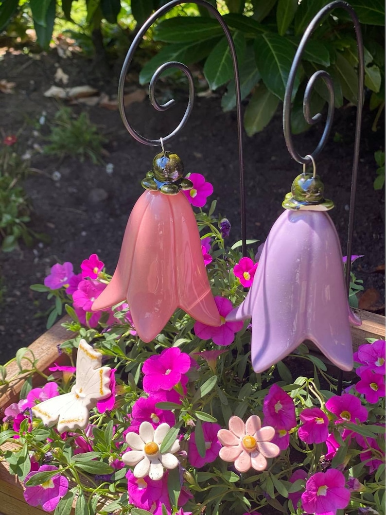 Keramik Glockenblume handgefertigte Keramik Blume für Geschenk, Kretaiv Dekoration für Garten und wohnung inkl. mit dem Stiel Bild 7