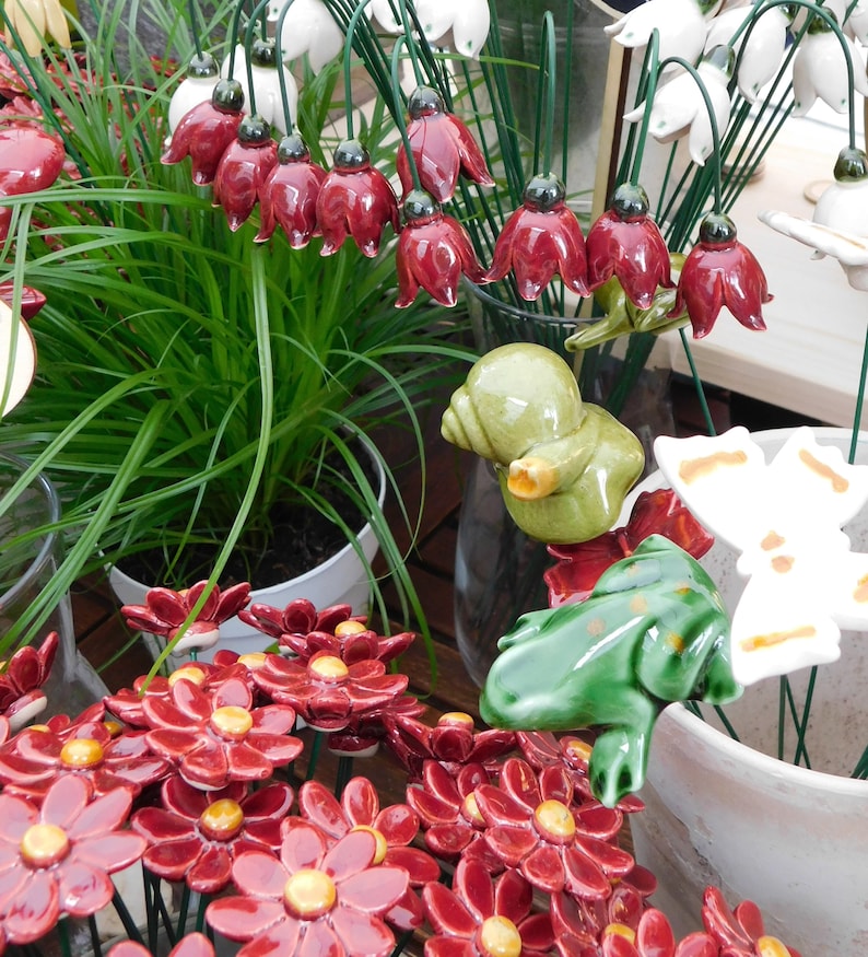 Märzenbecher Keramik Blumen mit festen Stiel für Geschenk, Kreativ Dekoration für Garten und wohnung Bild 8