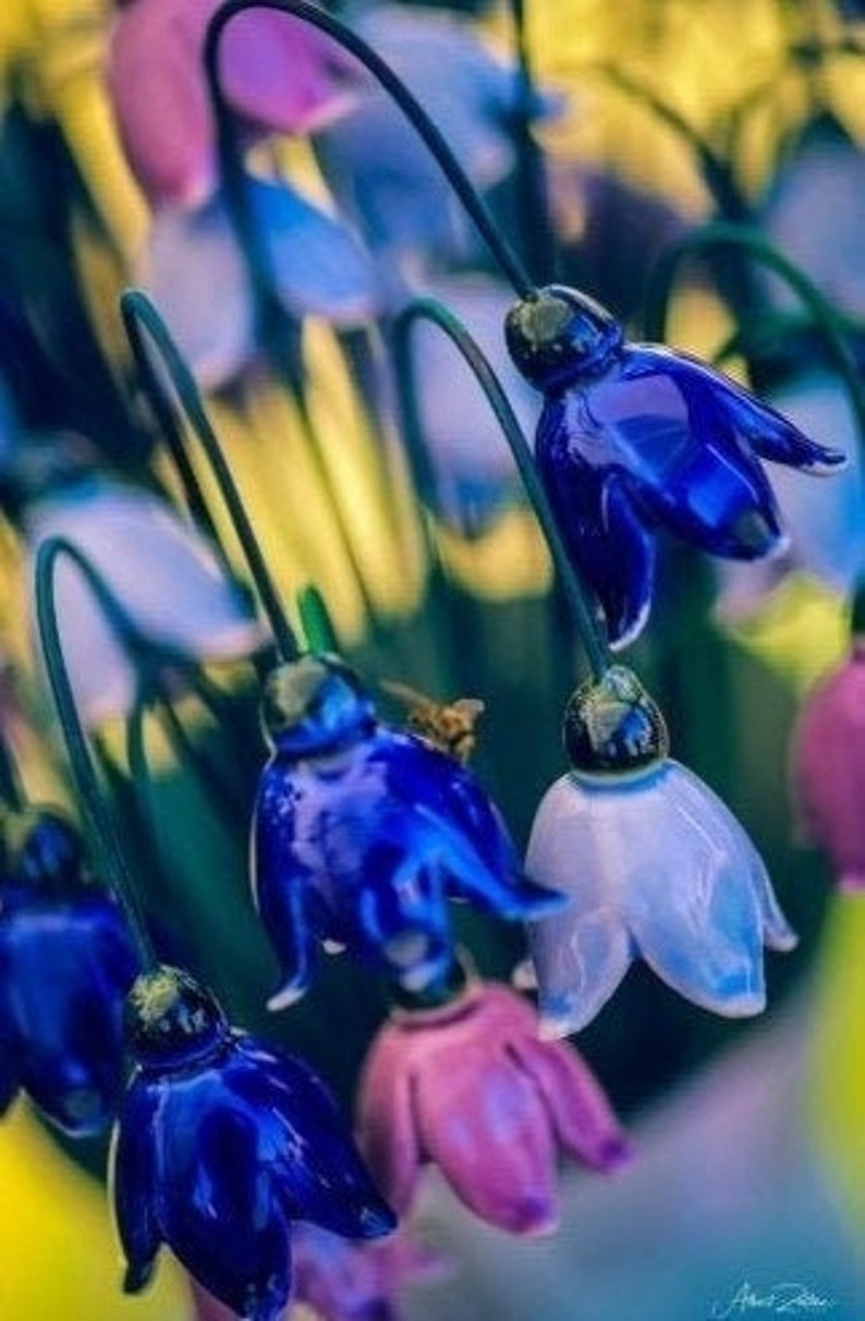 Märzenbecher Keramik Blumen mit festen Stiel für Geschenk, Kreativ Dekoration für Garten und wohnung Bild 1