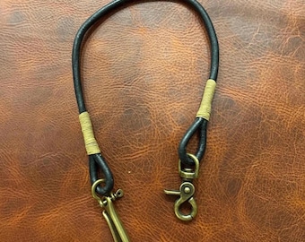 Round Leather Lanyard for Chain Wallet, Brass Hardware – EDC Wallet Leash