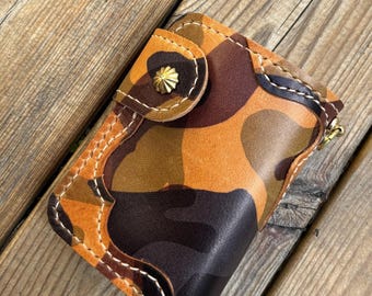 Handmade Leather Biker Wallet, Leather Chain wallet, Italian Vegetable Tanned Leather, Leather EDC Wallet