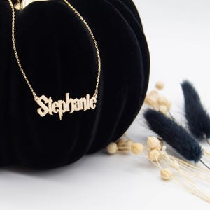 Personalized 14K-Gold Plated Sterling Silver Wizard Font Name Necklace, H.P. Magic Movie Jewelry Gift