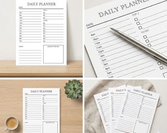 Minimalist Daily Planner Printable | Neutral Hourly Schedule (instant ...