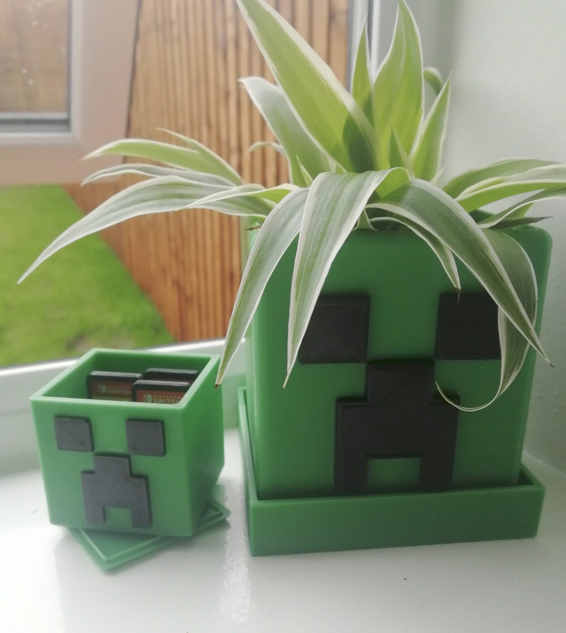 Minecraft Creeper Plant Pot with Drainage Green & Black Etsy