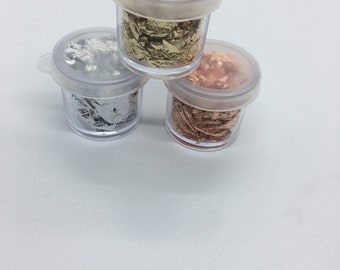 Foil Jars with Silver, Copper, and Gold Flakes