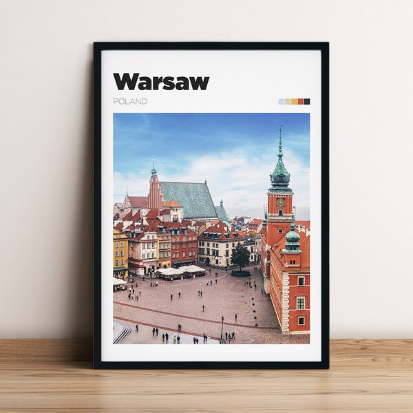 Warsaw Travel Poster - Colour/B&W Travel Photography - Warsaw City Print - Warsaw Travel Print - Customisable Poland Trip Memory Art