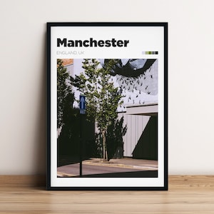 Manchester Photography Print - Colour/B&W Urban Poster - Manchester Travel Print - Custom England City Wall Art - Manchester City Print