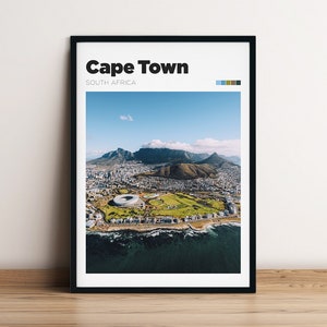 Cape Town City Travel Poster - Colour/BW Travel Photography - Cape Town Wall Art - South Africa City Print - Traveller Gift Customisable Art