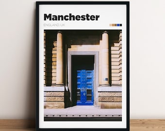 Manchester Travel Print - Urban Photography Poster - Colour/B&W Manchester City Print - Custom England Travel Poster - Photo Poster Art Gift