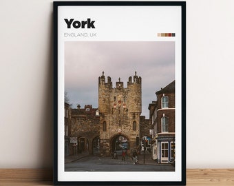 York Micklegate Gateway Print - Historic England Travel Poster - Explorer Gift