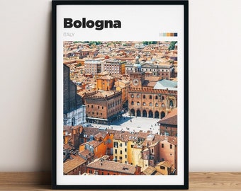 Bologna Piazza Maggiore Travel Poster - Bologna Travel Photography Art - Italy Wall Art - Bologna Colour/B&W City Print - Italy Travel Print