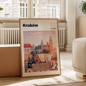 Poster de voyage Cracovie - photographie de voyage couleur/noir et blanc - impression ville de Cracovie - idée cadeau voyageur - impression voyage Pologne - impression d&#39;art Cracovie
