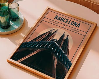 Barcelona Travel Poster – La Sagrada Familia Art Print - Travel Gift