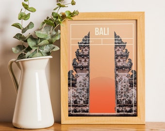 Bali Art Print - Pura Lempuyang Temple Travel Poster - Bali Travel Print - Indonesia  Photo Wall Art - Personalisable Trip Memory Art Print