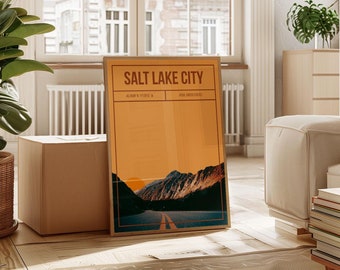 Salt Lake City Travel Poster – Utah Mountain Art Print - Road Trip Gift