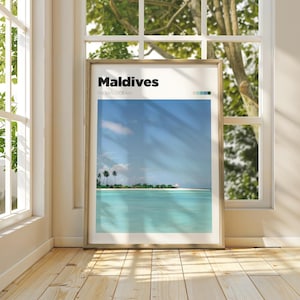 Maldives Travel Poster - Colour/B&W Maldives Photography Wall Art - Maldives Travel Print - Customisable Maldives Memory Art Print