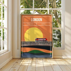 London Bus Art Print - Mixed Media Travel Poster - England City Print - London Travel Print - London Novelty Print - Artsy Gift For Londoner