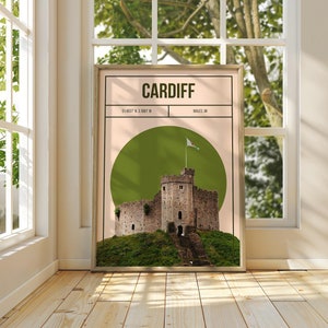 Cardiff Castle Kunstdruck - Cardiff Reiseplakat - Cardiff Fotografie Illustration Stadt Druck - Wales Wandkunst - Cardiff Wanddruck Geschenk