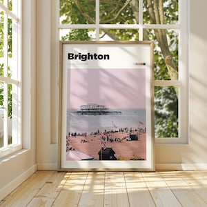 Brighton Pier Travel Poster - Brighton Photo Poster - Brighton Travel Print - Colour/B&W City Print - England Art Print - Traveller Gift