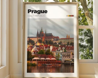 Reisposter zonsopgang Praagse burcht – fotografieprint Tsjechië - Cityscape Lover Gift