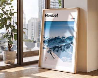Méribel French Alps Travel Poster – Skiing Wall Art - Adventure Lover Gift