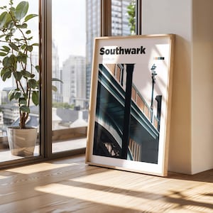 Southwark Travel Poster - Colour/B&W Southwark Photography Wall Art - London City Print - Custom UK Road Trip Memory Art - Gift for Londoner