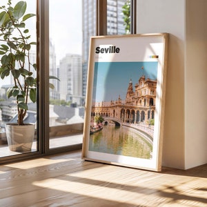 Seville Travel Poster - Colour/B&W Travel Photography Print - Spain Seville Wall Art - Sevilla Gift Idea - Custom Road Trip Memory Art