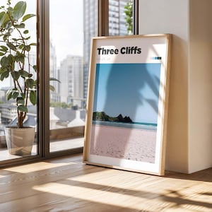 Three Cliffs Bay Travel Poster - kleur/zwart-wit Gower Travel Photography - Wales Art Print - Three Cliffs Travel Print - Three Cliffs Wall Art