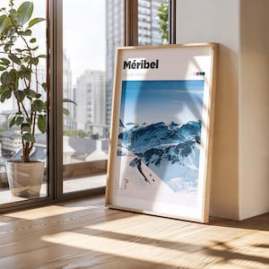 Impression de voyage Méribel - Art mural photographie Alpes françaises - Poster de voyage couleur/N&B - Impression d'art Méribel - Idée cadeau impression personnalisée sur le ski en France