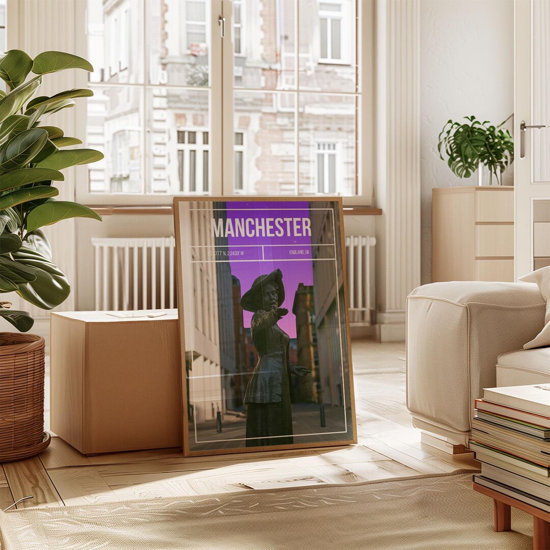 Manchester Travel Print – Suffragette Emmeline Pankhurst Statue Art ...