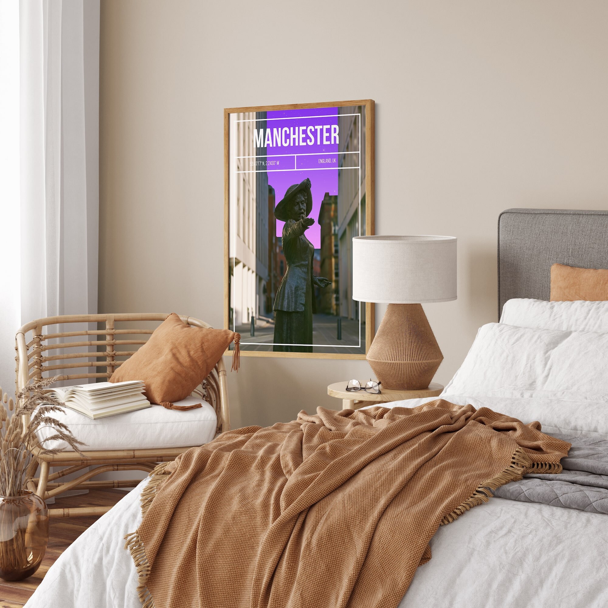 Manchester Travel Print – Suffragette Emmeline Pankhurst Statue Art ...