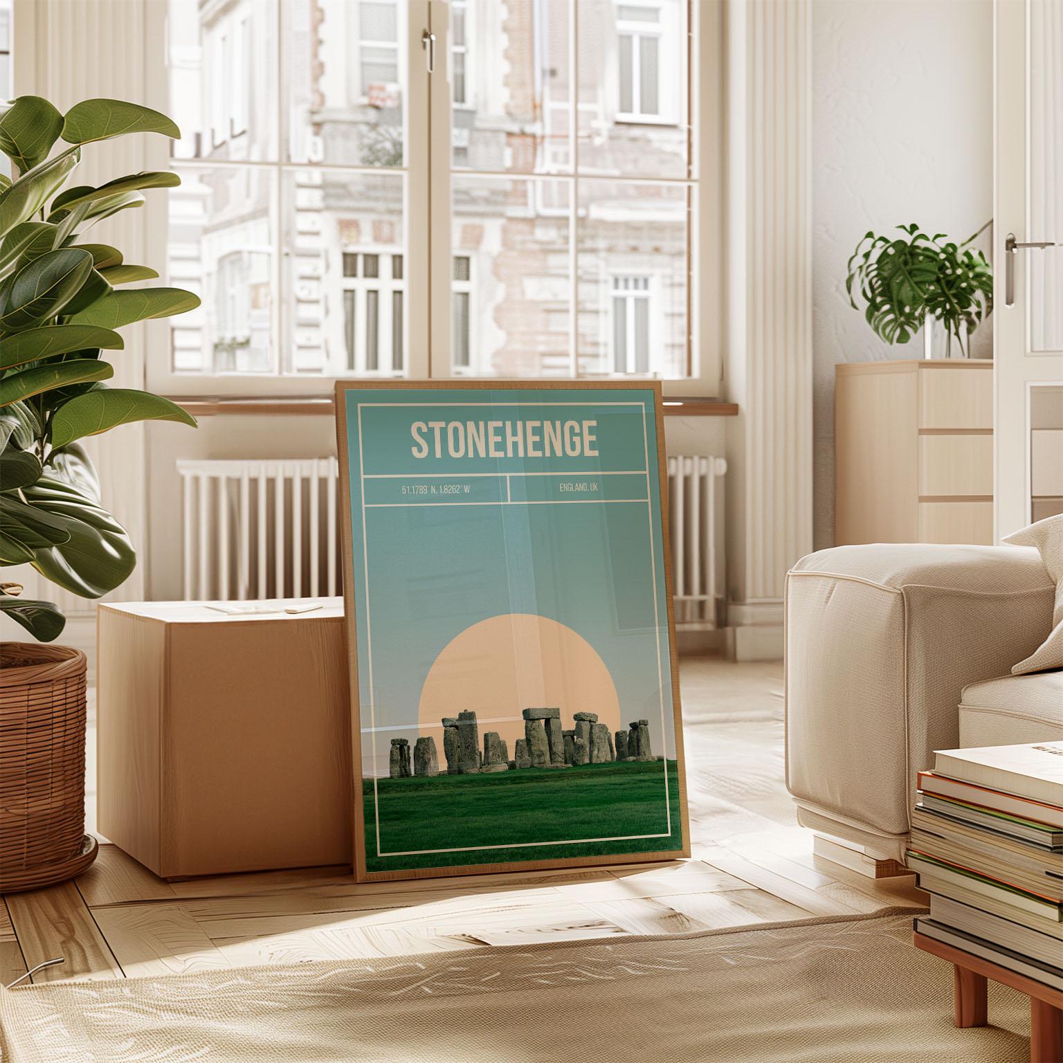 Stonehenge Art Print - Salisbury England Travel Poster - Unique ...