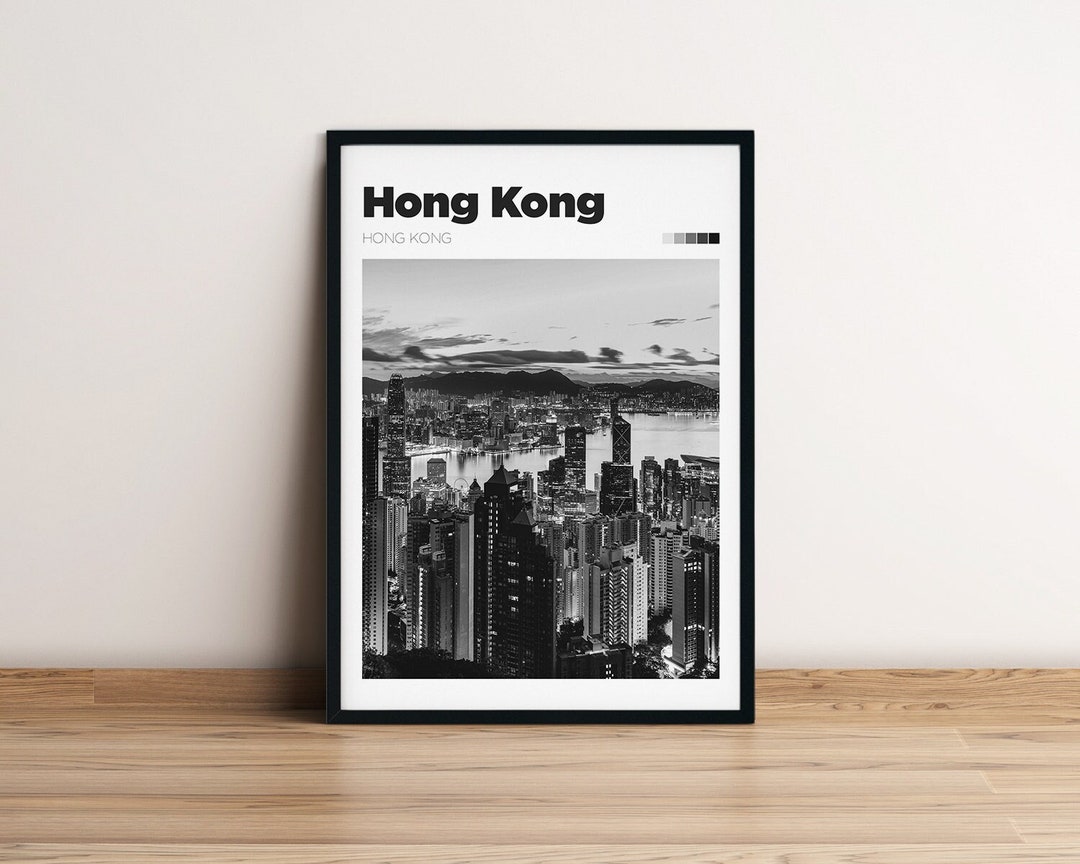 Hong Kong Poster Design Photography Wall Art City Travel Print Black