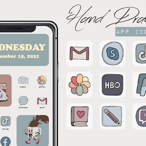 Icons | Retro Cartoon Boho iOS14 Icons | Home Screen iPhone App Icons | Aesthetic Vintage Icons Pack | Gift