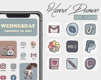 Icons | Retro Cartoon Boho iOS14 Icons | Home Screen iPhone App Icons | Aesthetic Vintage Icons Pack | Gift
