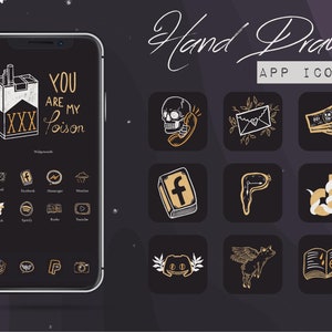 Spooky Witch iOS 16 | Android | iPhone Icons Theme | Gothic Home Screen Aesthetic Witchy App Icons | Hand Drawn Icons