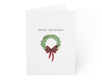 Pack of Ten | Merry Christmas Wreath Greeting Card