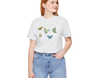 Watercolor Butterflies T-Shirt | Minimal Butterfly Illustration, Nature Tee