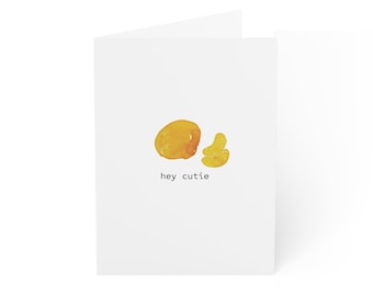 10 Pack | Hey Cutie Watercolor Mandarin Greeting Card | Minimal Blank Note Cards