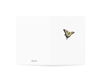 Ten Pack | Tiny Yellow Butterfly Greeting Card | Folded Blank Note Cards