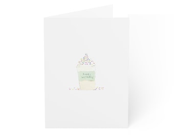 10 Pack | Watercolor Birthday Card Pack, Handpainted Stationery Set, Blank Greeting Cards