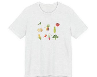 Watercolor Vegetables T-Shirt | Carrot Tomato Broccoli Produce Tee