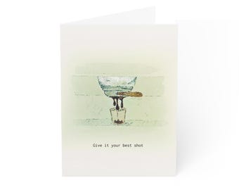 Pack of 10 Greeting Cards – 'Give It Your Shot' Inspirational Art Stationery.