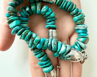 Collar grueso de plata de ley y turquesa con pepitas de Jay King DRT - Desert Rose Trading