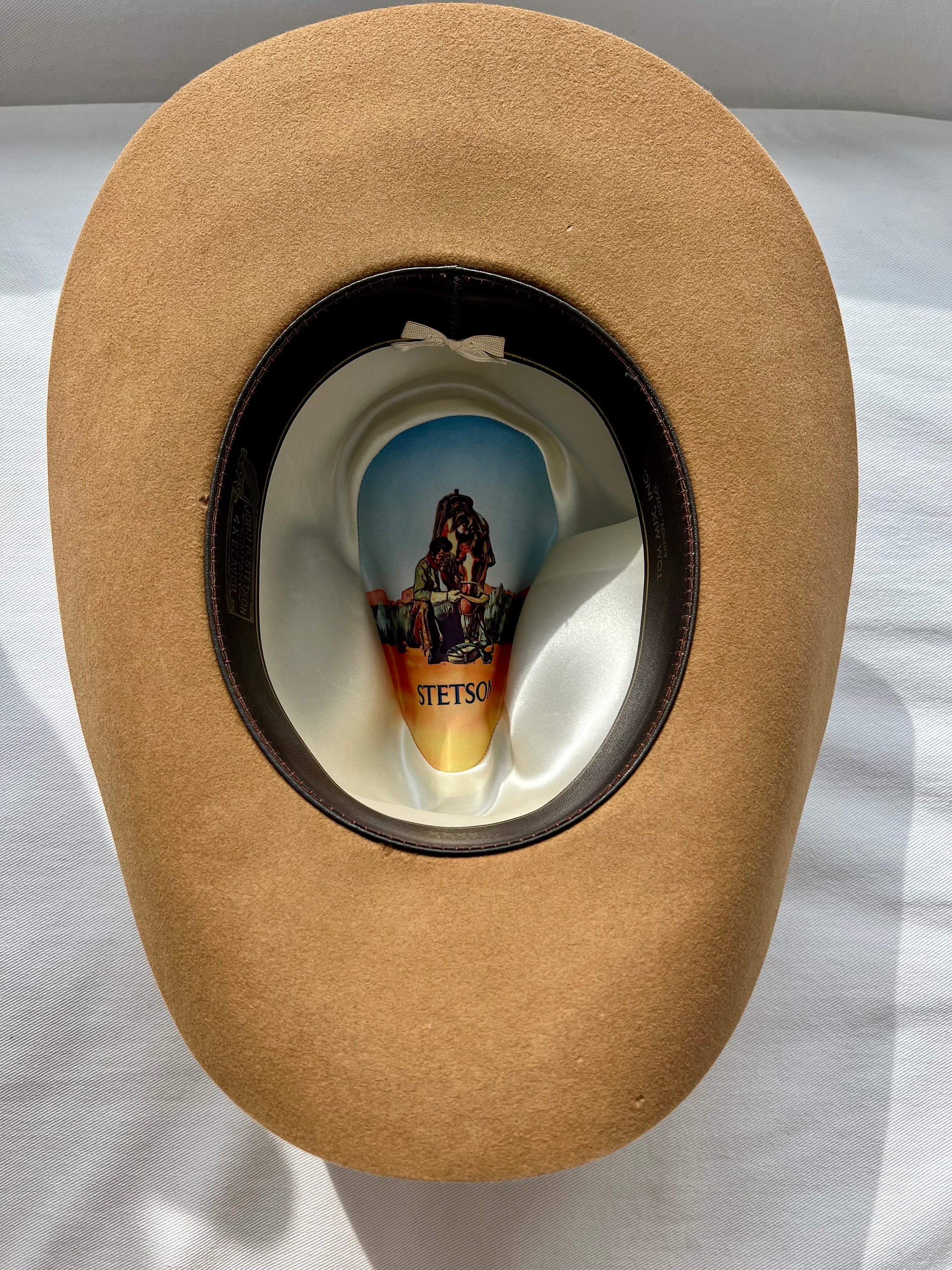 Vintage Stetson 4X Beaver Felt Cowboy Hat in Tan With Vintage Stetson 4X Beaver Felt Cowboy Hat in Tan With