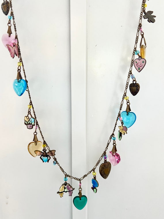 Vintage Glass Works Studio Necklace Heart Charms … - image 2