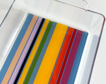 Swell by Cynthia Rowley Mod Acrylic Lucite Long Rectangular Serving Tray Rainbow