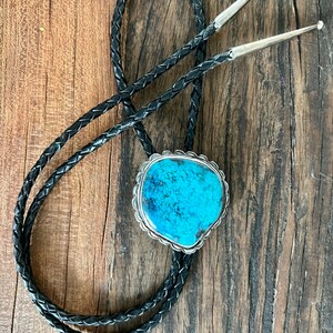 Unforgettable Vintage Native American Navajo Royston Turquoise Sterling Silver Bolo Unforgettable Vintage Native American Navajo Royston Turquoise Sterling Silver Bolo