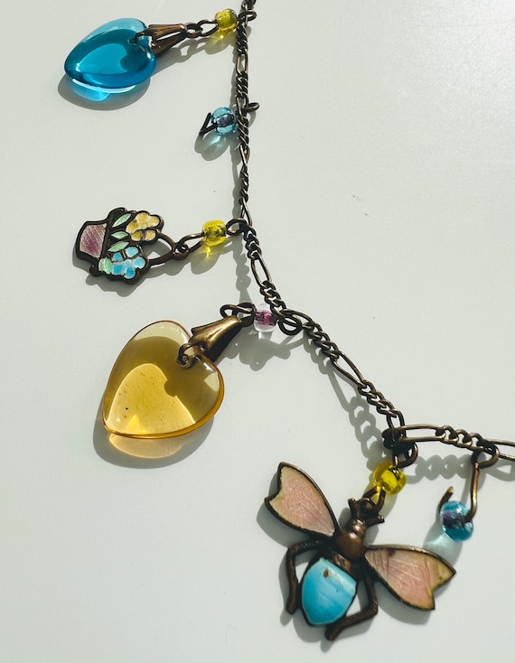 Vintage Glass Works Studio Necklace Heart Charms … - image 5