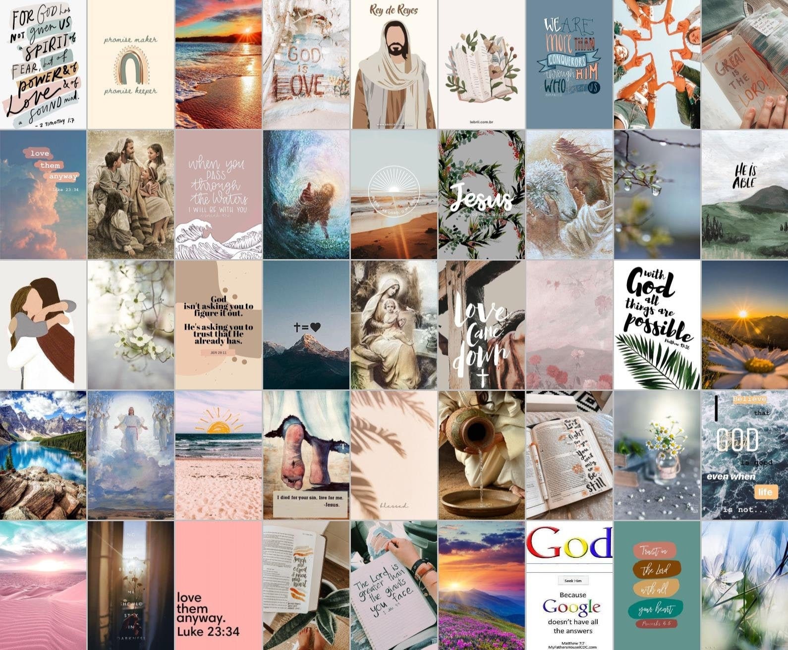 Christian collage kit Religious wall art Aesthetic room decor | Etsy